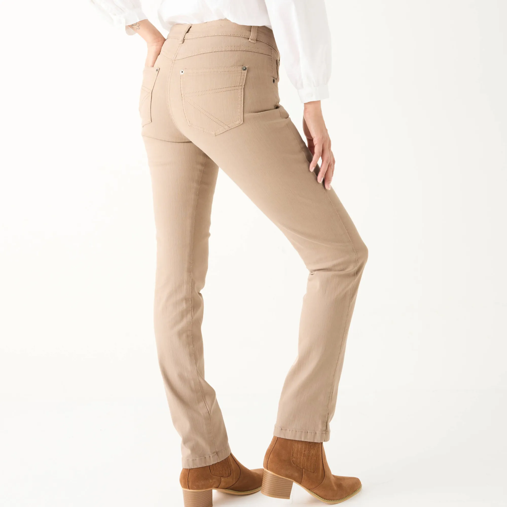 Broek<Blancheporte Rechte jeans, grote lengte beige
