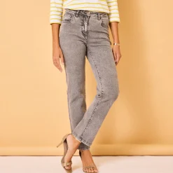 Jeans<Blancheporte Rechte jeans met 5 zakken grijs