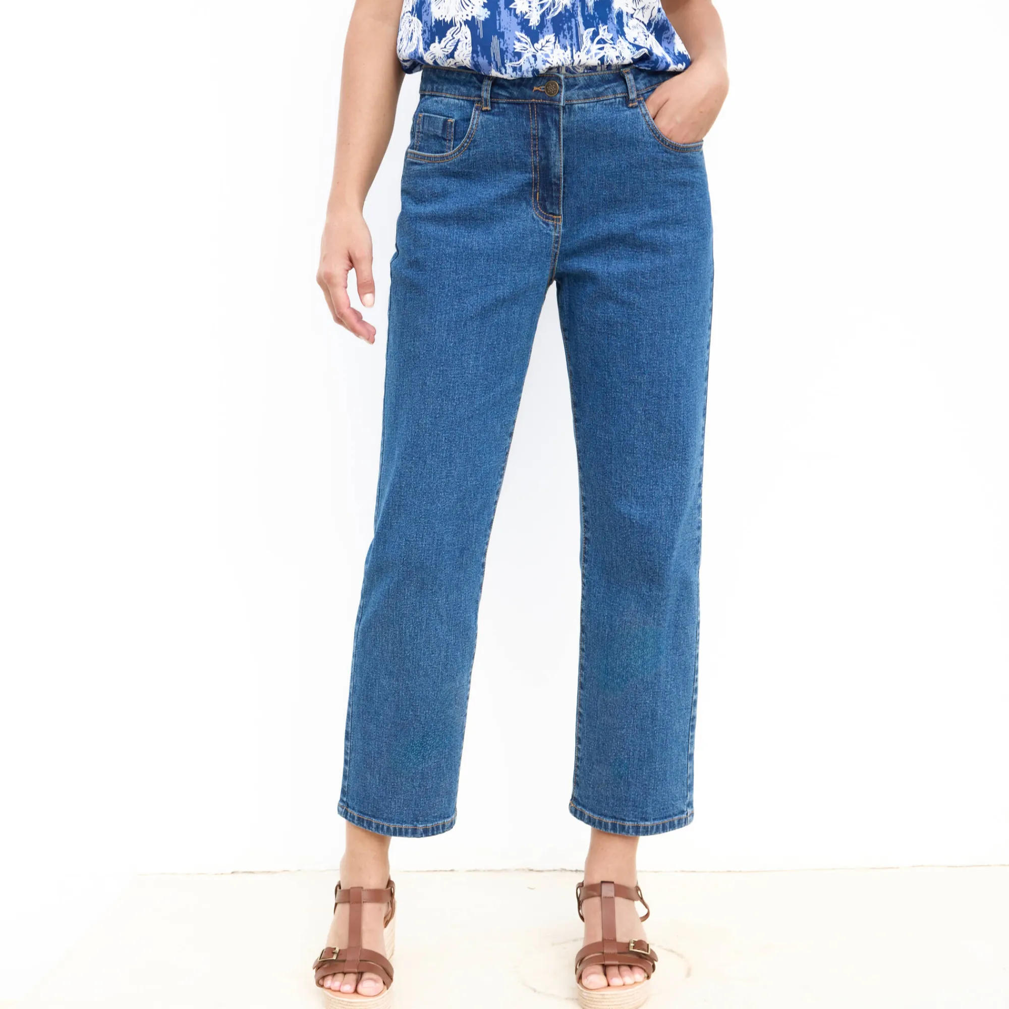 Jeans<Blancheporte Rechte jeans met 5 zakken stone