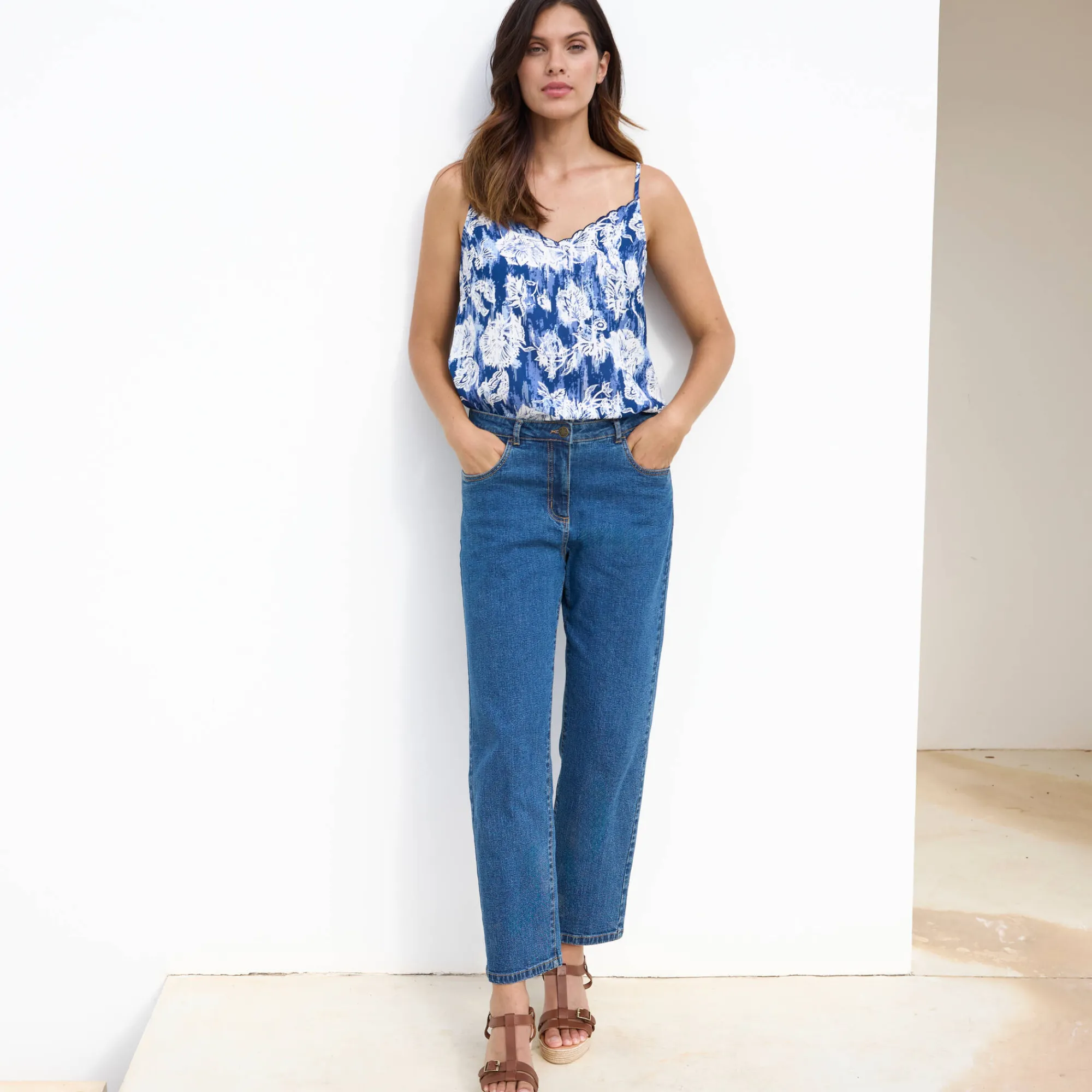Jeans<Blancheporte Rechte jeans met 5 zakken stone