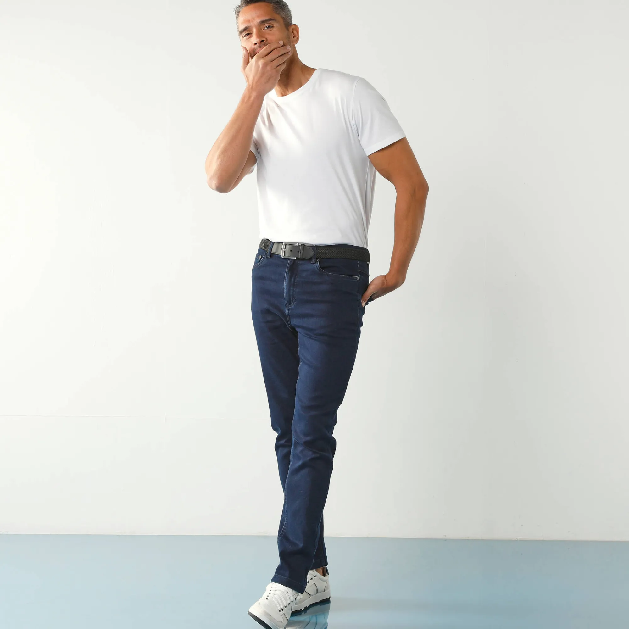 Jeans<Blancheporte Rechte jeans met 5 zakken, ultrastretch denim - L28 dark blue