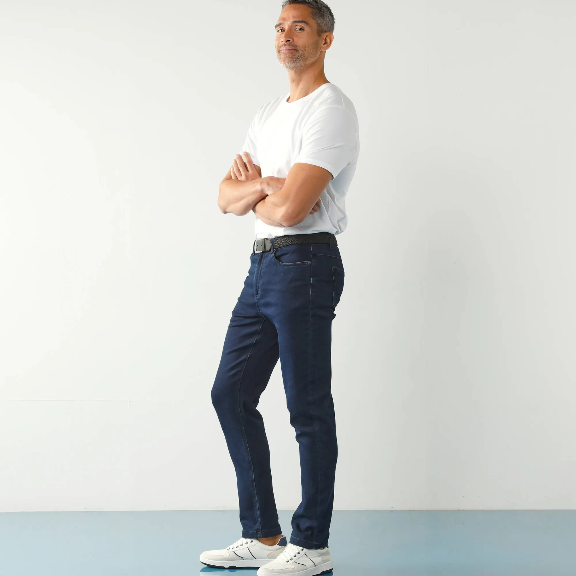 Jeans<Blancheporte Rechte jeans met 5 zakken, ultrastretch denim - L32 dark blue