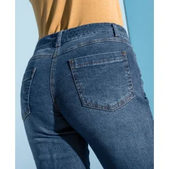 Jeans<Blancheporte Rechte jeans met ceintuur, speciaal voor kleine lengtes stone