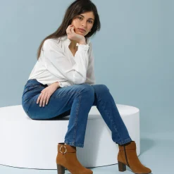 Jeans<Blancheporte Rechte jeans met deelnaden, speciaal voor kleine lengtes stone