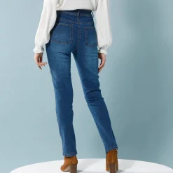 Jeans<Blancheporte Rechte jeans met deelnaden, speciaal voor kleine lengtes stone