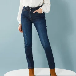 Jeans|Broek<Blancheporte Rechte jeans met deelnaden, kleine lengtes dark blue