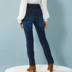 Jeans|Broek<Blancheporte Rechte jeans met deelnaden, kleine lengtes dark blue