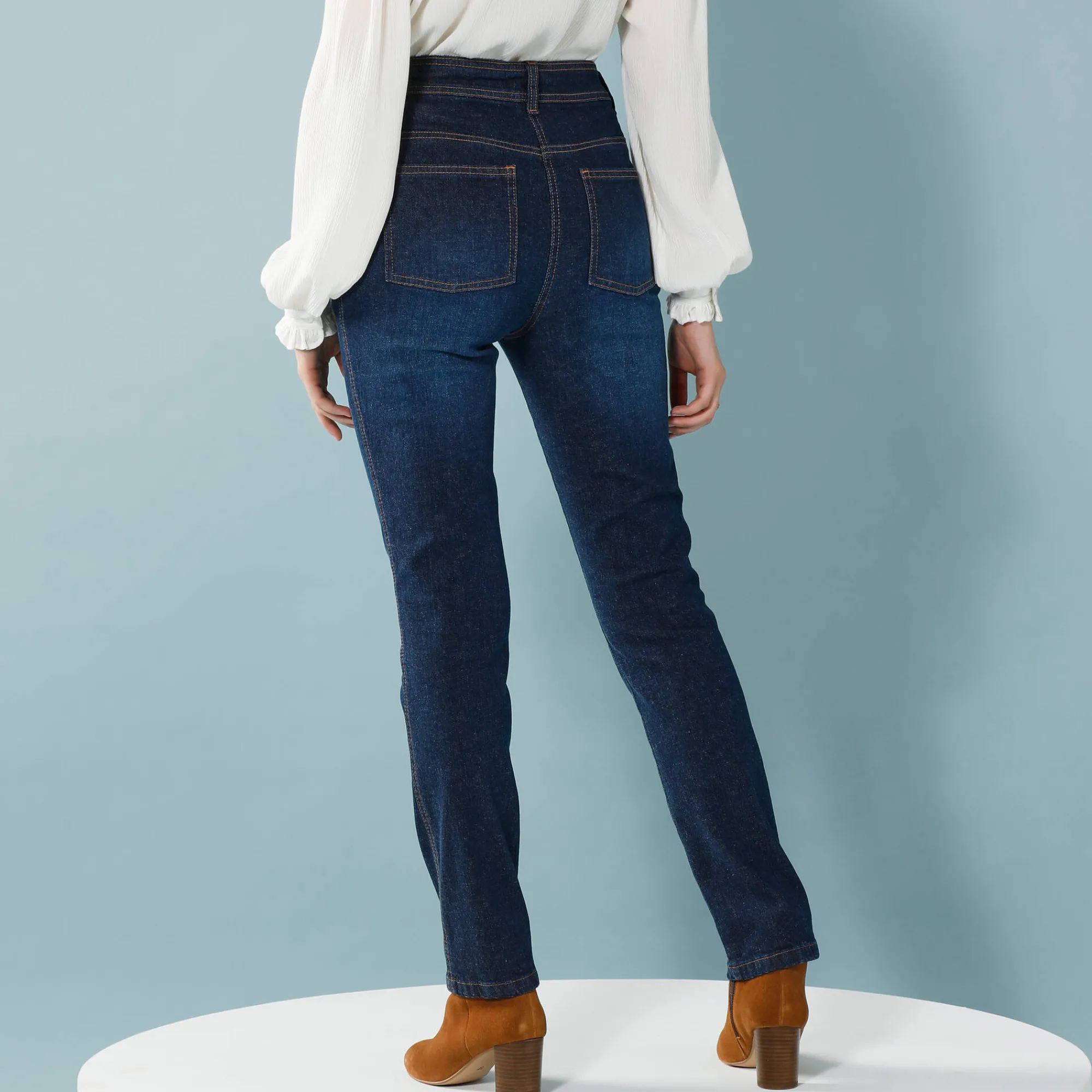 Jeans|Broek<Blancheporte Rechte jeans met deelnaden, kleine lengtes dark blue
