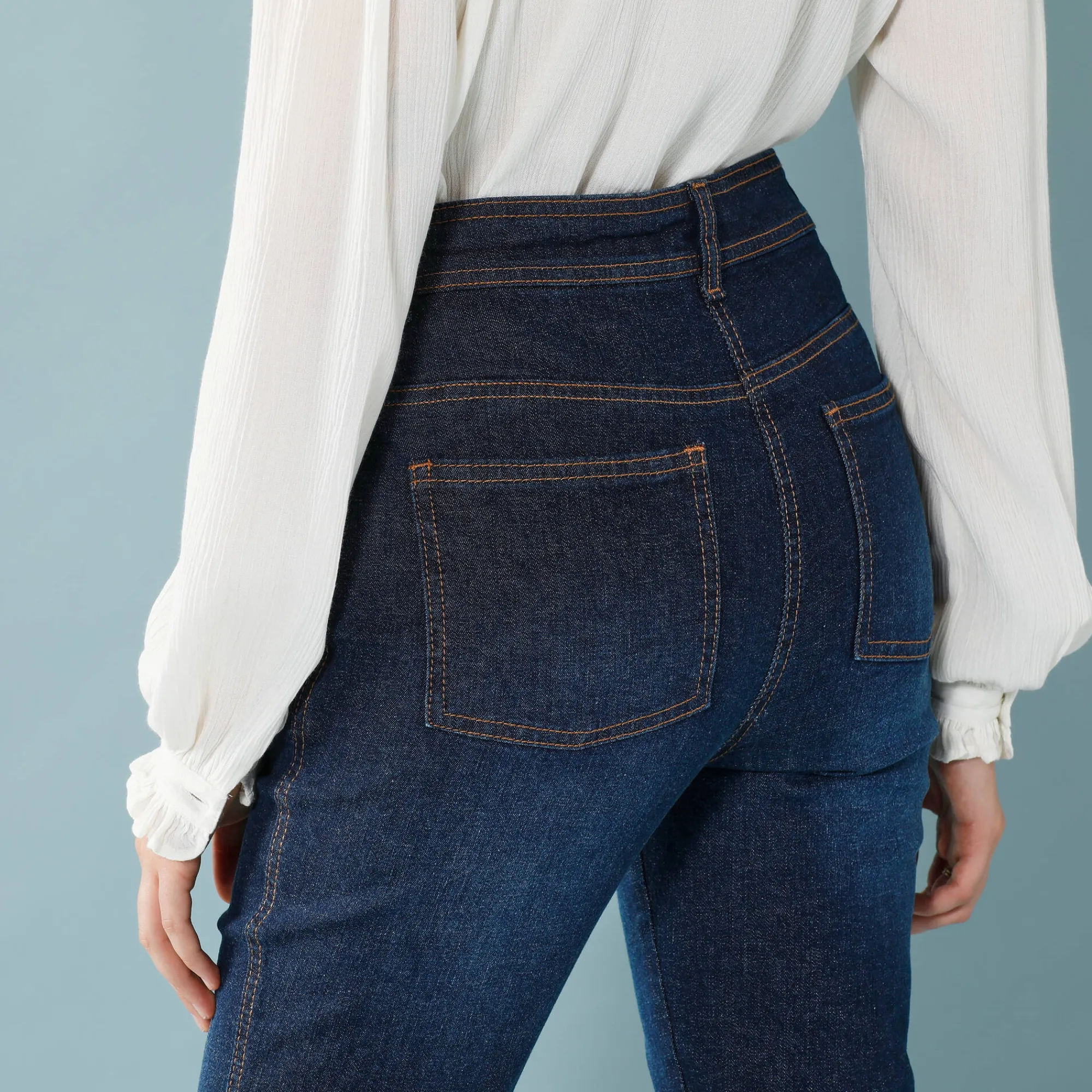 Jeans<Blancheporte Rechte jeans met deelnaden, speciaal voor kleine lengtes dark blue