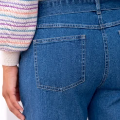 Jeans<Blancheporte Rechte jeans met hoge taille, bindceintuur bleached