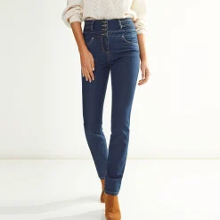 Jeans|Broek<Blancheporte Rechte jeans met hoge taille - kleine lengte raw