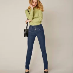 Jeans|Broek<Blancheporte Rechte jeans met hoge taille - kleine lengte raw