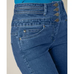 Jeans|Broek<Blancheporte Rechte jeans met hoge taille - kleine lengte stone