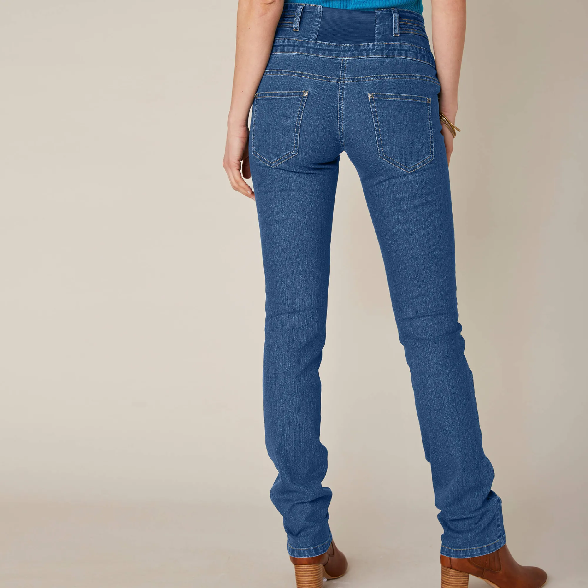 Jeans|Broek<Blancheporte Rechte jeans met hoge taille - kleine lengte stone