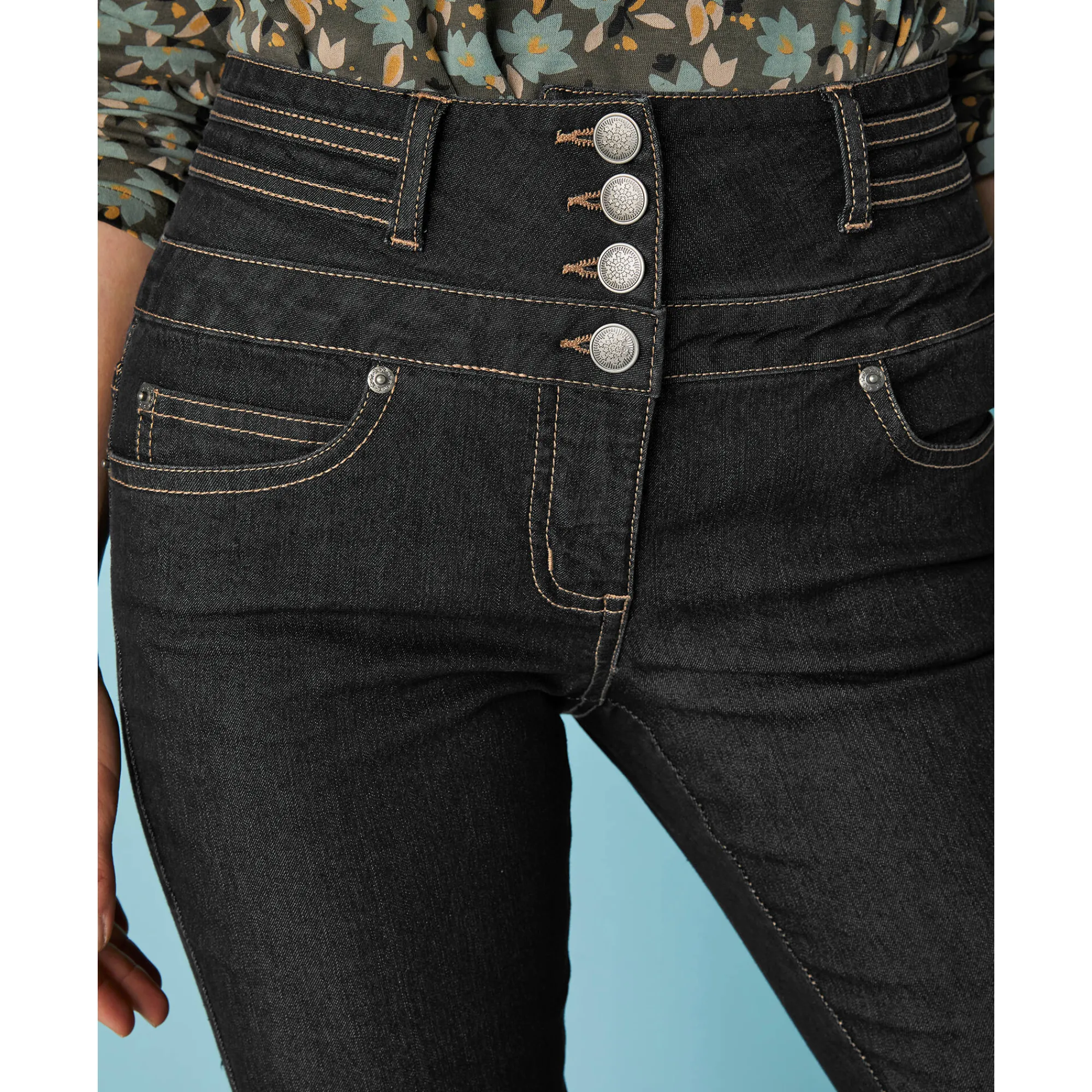 Jeans|Broek<Blancheporte Rechte jeans met hoge taille - kleine lengte black