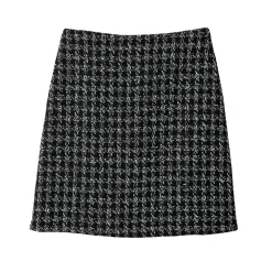 Rok<Blancheporte Rechte rok in tweed, ingeweven ruitjes zwart / ecru