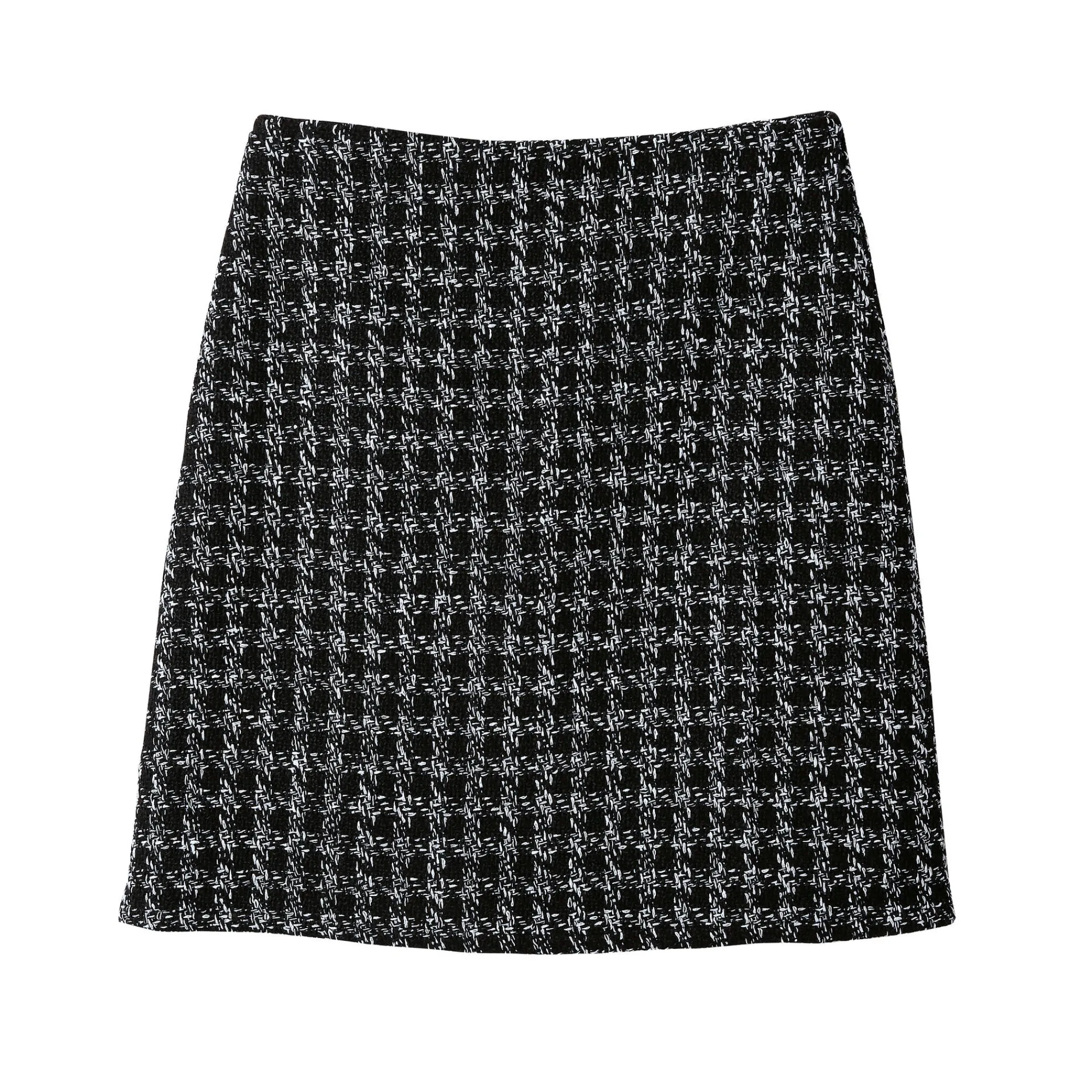 Rok<Blancheporte Rechte rok in tweed, ingeweven ruitjes zwart / ecru