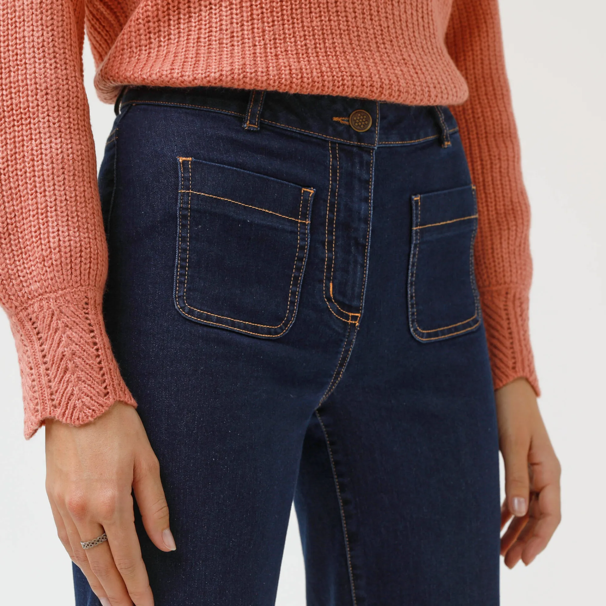 Jeans|Broek<Blancheporte Rechte, ruime jeans, hoge taille raw