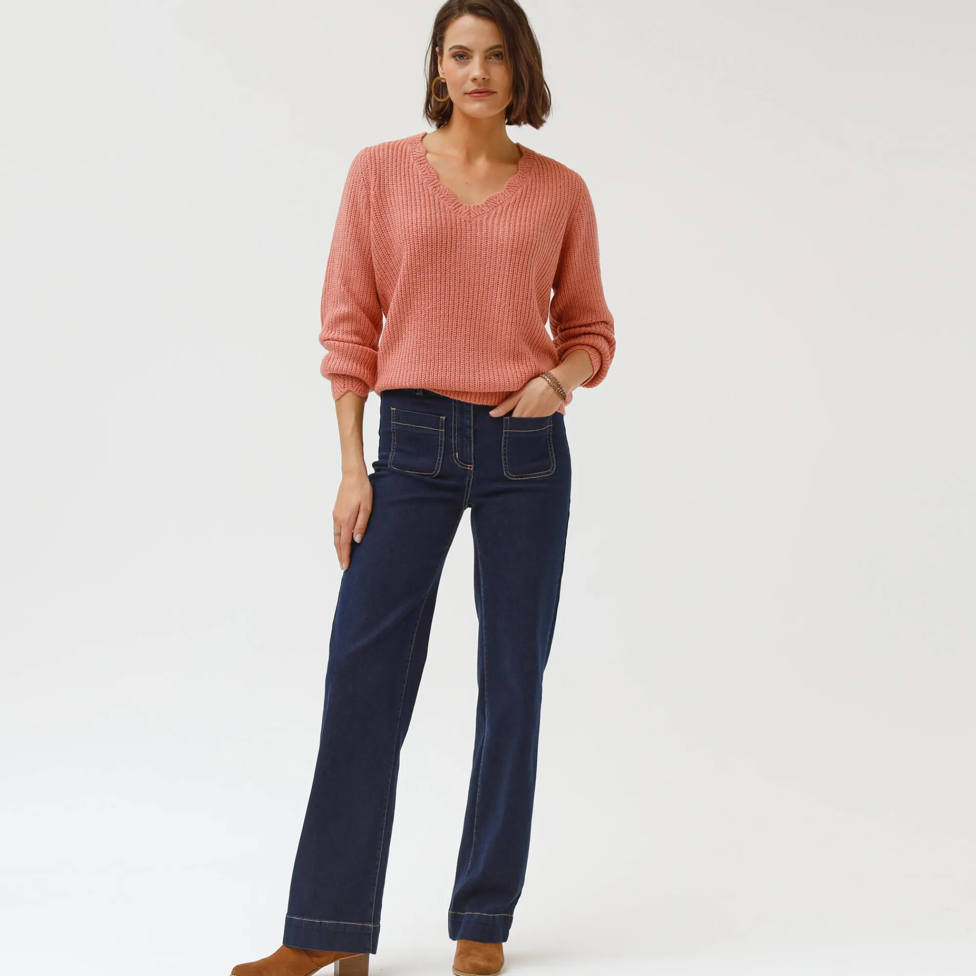Jeans|Broek<Blancheporte Rechte, ruime jeans, hoge taille raw