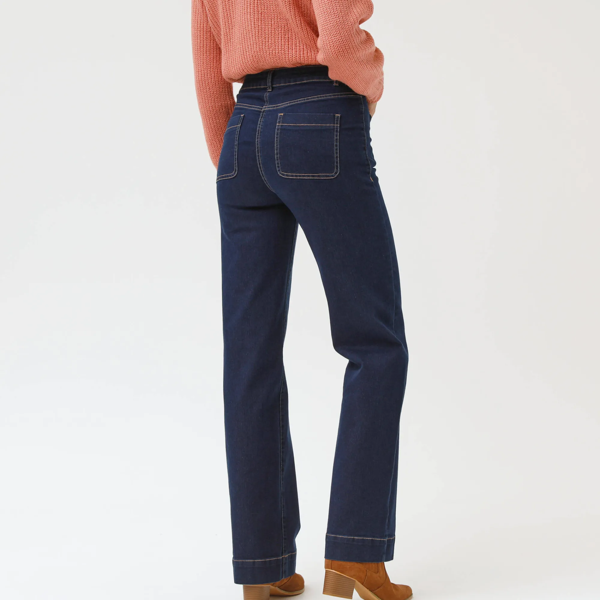 Jeans|Broek<Blancheporte Rechte, ruime jeans, hoge taille raw