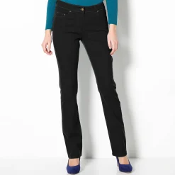 Broek<Colors&Co Rechte stretchbroek zwart