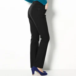Broek<Colors&Co Rechte stretchbroek zwart