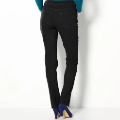 Broek<Colors&Co Rechte stretchbroek zwart