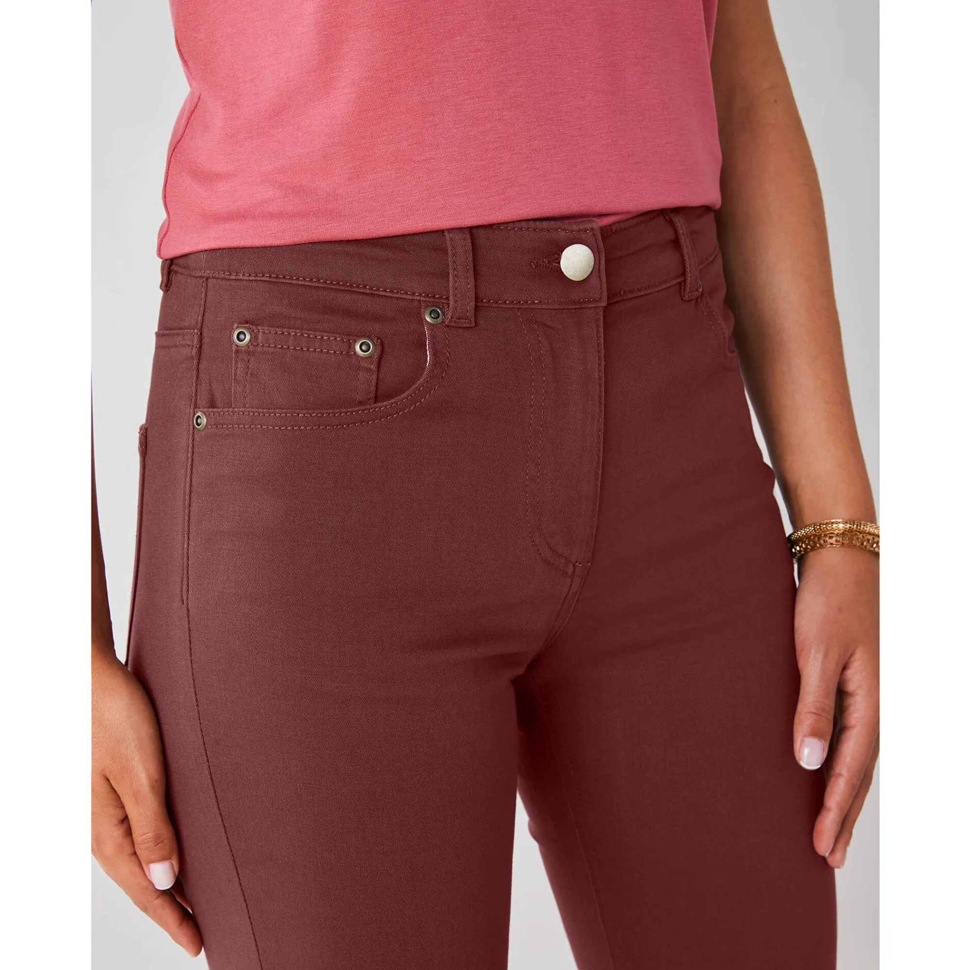 Broek<Colors&Co Rechte stretchbroek chocolade