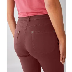 Broek<Colors&Co Rechte stretchbroek chocolade