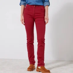 Broek<Colors&Co Rechte stretchbroek donkerrood