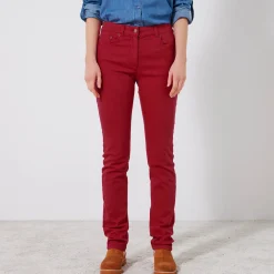 Broek<Colors&Co Rechte stretchbroek donkerrood