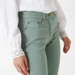 Broek<Colors&Co Rechte stretchbroek grijsgroen