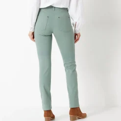 Broek<Colors&Co Rechte stretchbroek grijsgroen