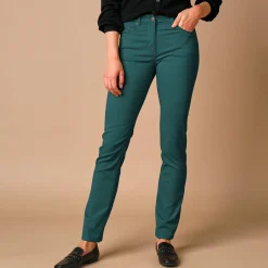 Broek<Colors&Co Rechte stretchbroek dennengroen
