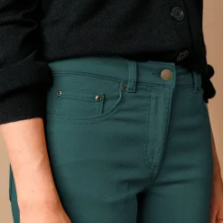 Broek<Colors&Co Rechte stretchbroek dennengroen