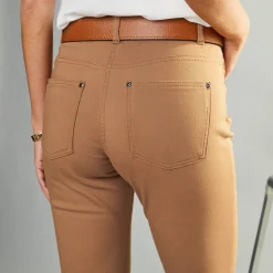 Broek<Colors&Co Rechte stretchbroek hazelnootbruin