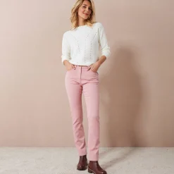 Broek<Colors&Co Rechte stretchbroek blushroze