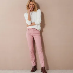 Broek<Colors&Co Rechte stretchbroek blushroze