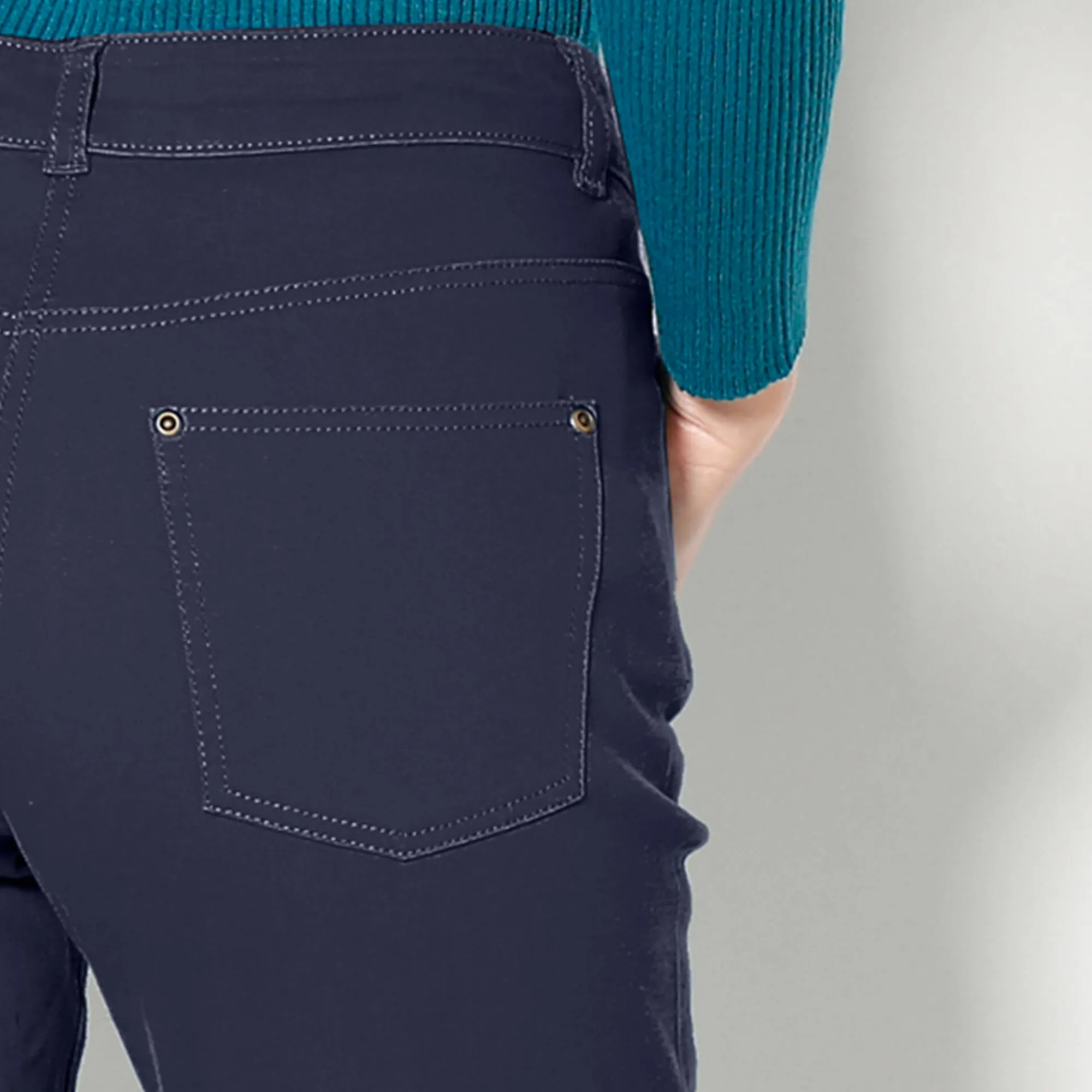 Broek<Colors&Co Rechte stretchbroek marine