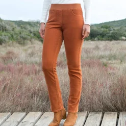 Broek<Blancheporte Rechte "ultracomfort" broek in ribfluweel karamel