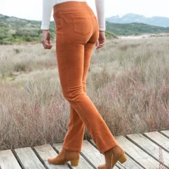 Broek<Blancheporte Rechte "ultracomfort" broek in ribfluweel karamel
