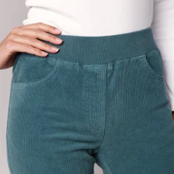 Broek<Blancheporte Rechte "ultracomfort" broek in ribfluweel grijsgroen