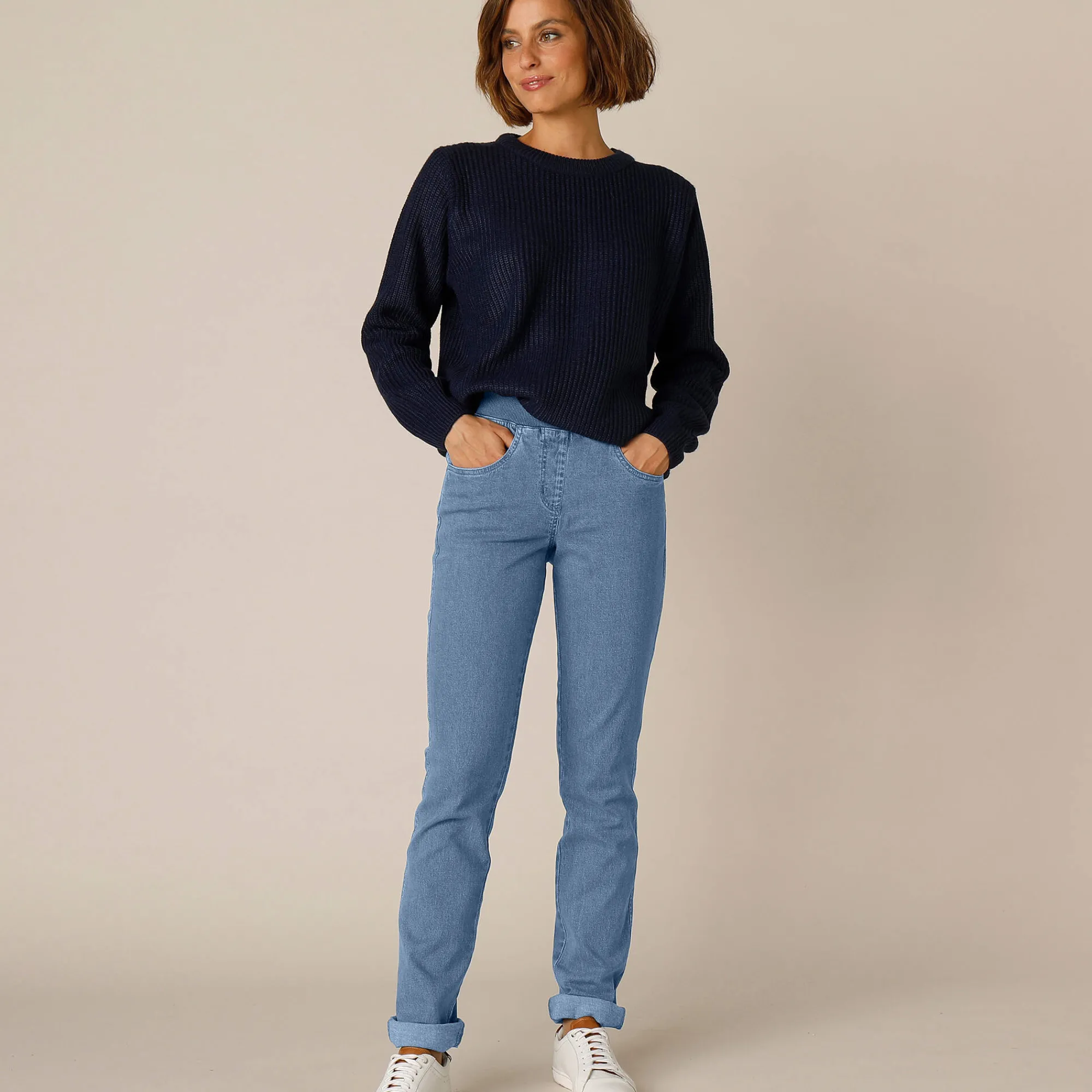 Jeans<Blancheporte Rechte 'ultracomfortabele' jeans met elastische taille DARK BLEACHED