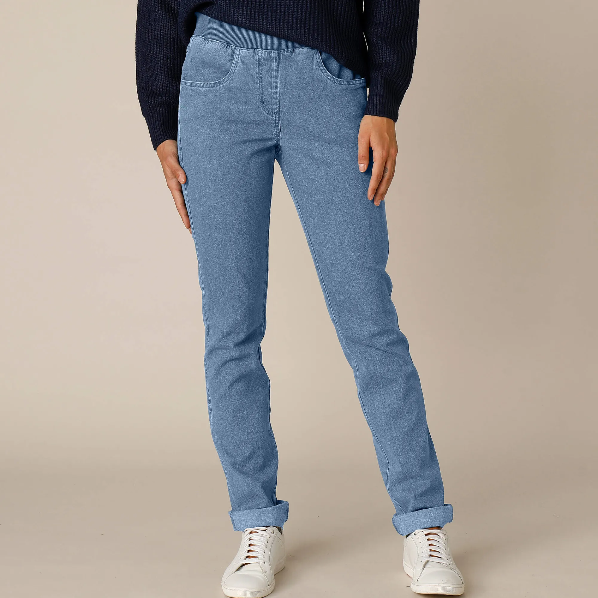 Jeans<Blancheporte Rechte 'ultracomfortabele' jeans met elastische taille DARK BLEACHED
