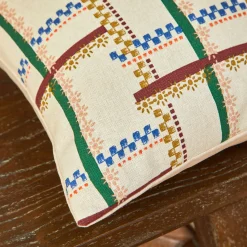 Kussen<Blancheporte Rechthoekig kussen met geometrische print bordeaux / blauw