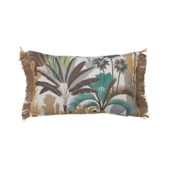 Kussen<Blancheporte Rechthoekig kussen met jungleprint naturel / chocolade