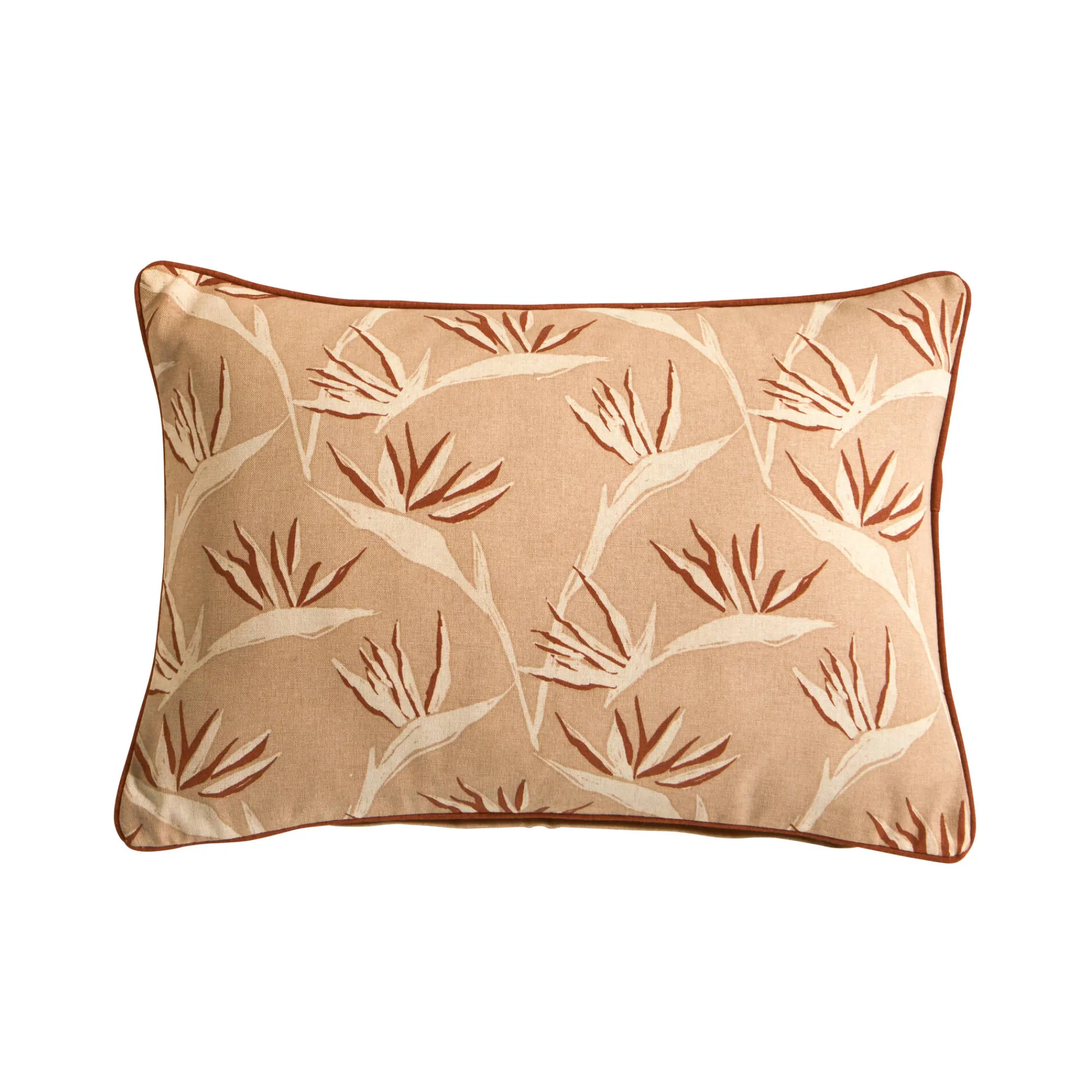 Kussen<Blancheporte Rechthoekig kussen met 'paradijsvogel' print naturel / terracotta