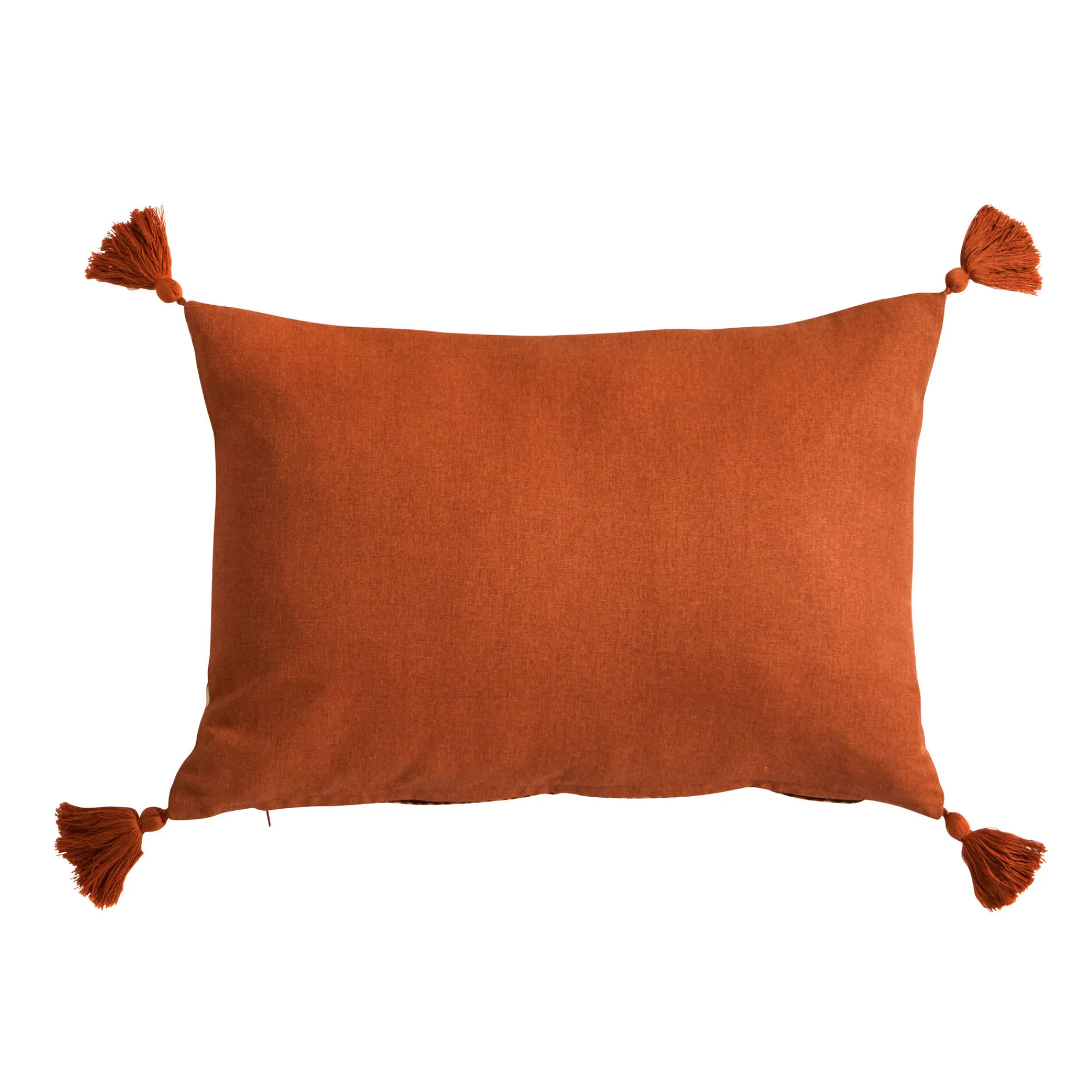 Kussen<Blancheporte Rechthoekig kussen met pootjesprint naturel / terracotta