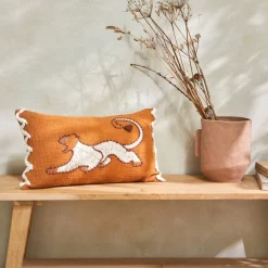 Kussen<Blancheporte Rechthoekig kussen met tijgerborduursel terracotta