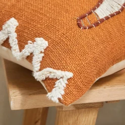 Kussen<Blancheporte Rechthoekig kussen met tijgerborduursel terracotta